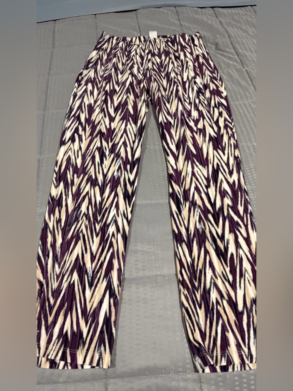 Chico's Plum & Cream Pleated Wide-Leg Pants
